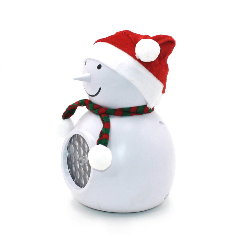 Нічник проектор сніговик на підставці світлодіодний від USB White/Red