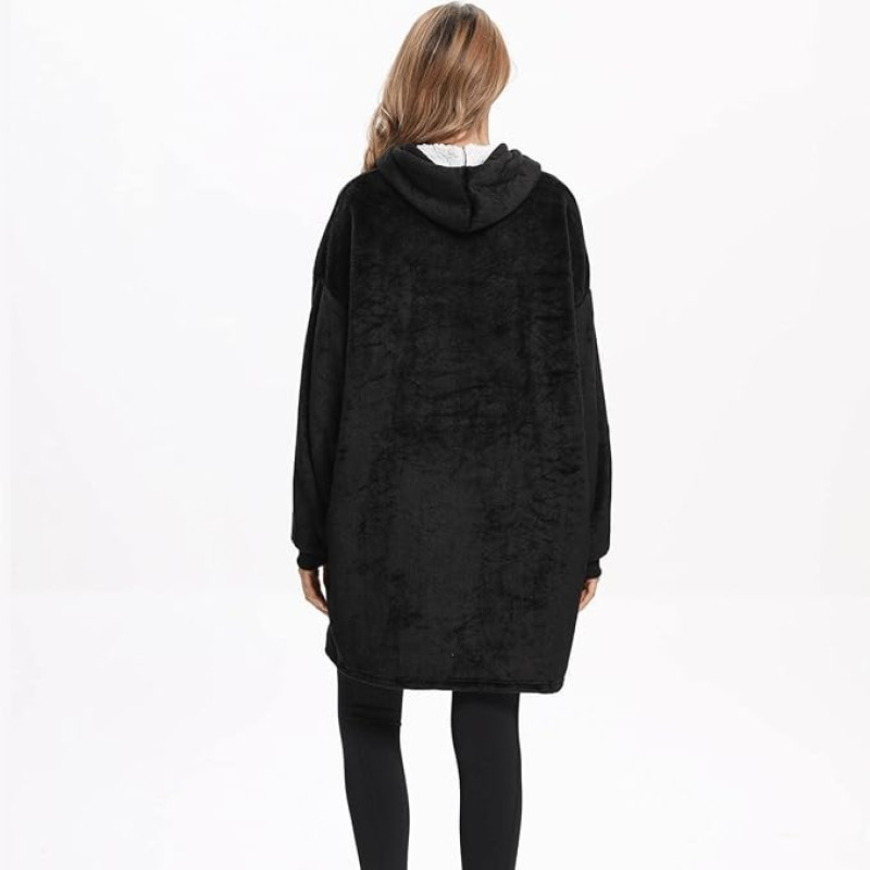 Толстовка плед з капюшоном і рукавами Huggle Hoodie теплий халат худі оверсайз Black