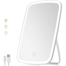 Складне дзеркало для макіяжу сенсорне з LED підсвічуванням на акумуляторі Beauty Mirror BM-0912 White