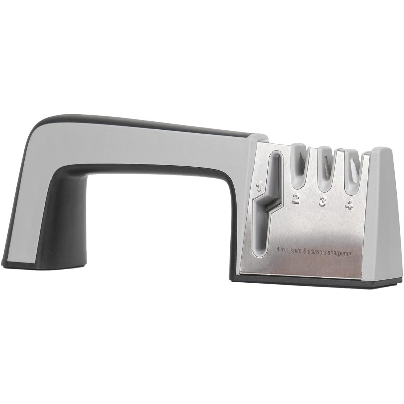 Точилка для ножів та ножиць механічна з 4 режимами заточування та полірування LY-80 Grey