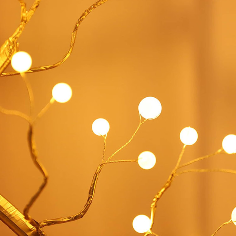 Настольный светодиодный светильник Дерево серебряное-капли LED лампа ночник дерево-бонсай 50 см USB + батарейки AA 3шт SFK-26 Silver