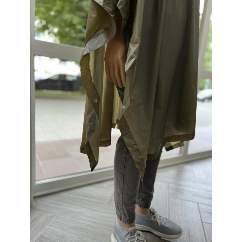 Тактичний дощовик Пончо Raincoat водонепроникний плащ One Size (Хакі) накидка від дощу