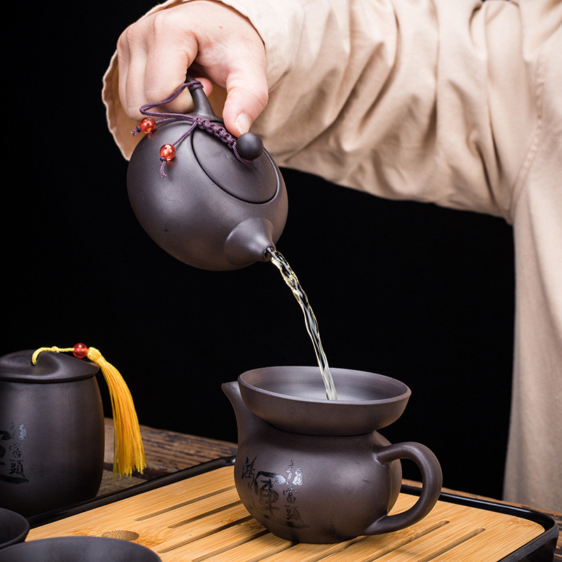 Дорожній набір для чайної церемонії з керамічний 10 предметів TEA SET BAMBOO (TB-1245) Black