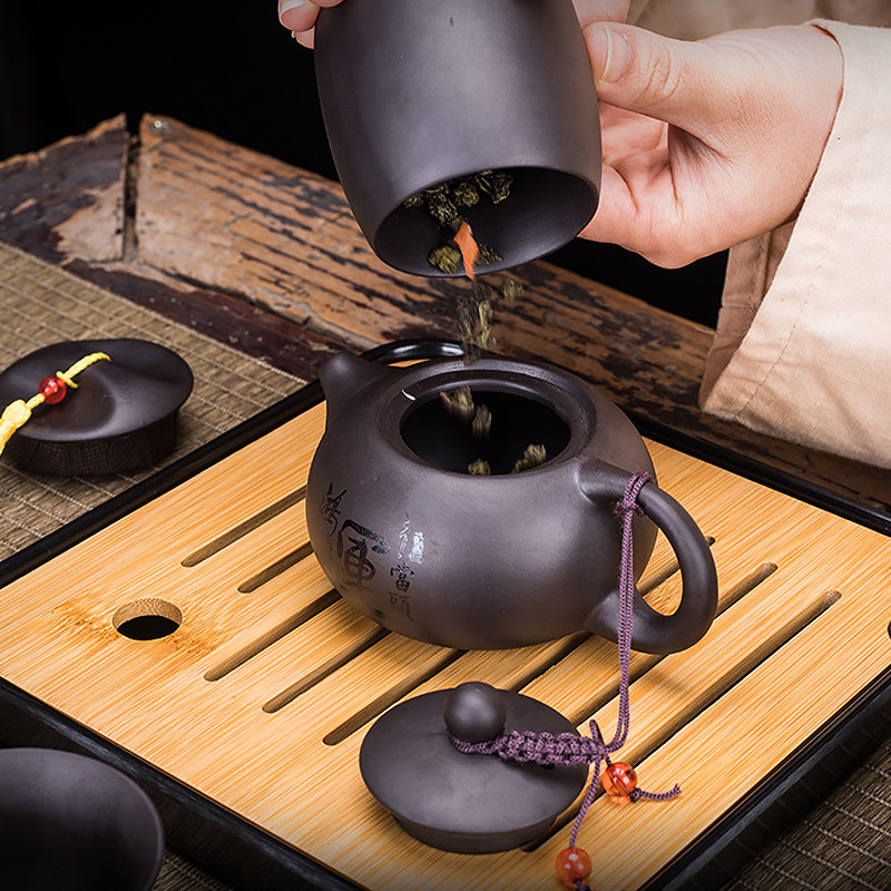 Дорожній набір для чайної церемонії з керамічний 10 предметів TEA SET BAMBOO (TB-1245) Black