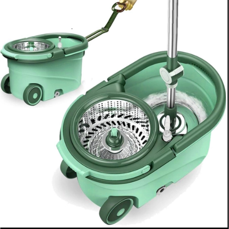Швабра с ведром и отжимом Grand Mop для мытья полов и автомобиля круглая (GM-1203) Бирюзовая