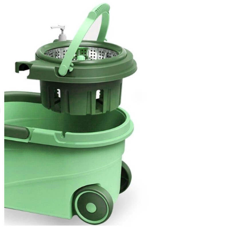 Швабра с ведром и отжимом Grand Mop для мытья полов и автомобиля круглая (GM-1203) Бирюзовая