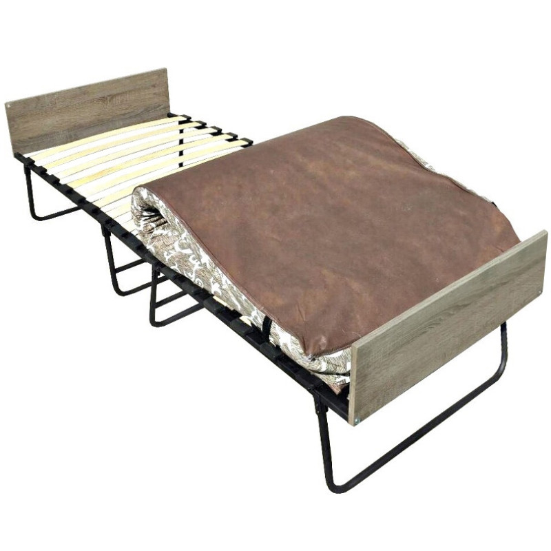 Розкладачка-ліжко з двома бильцями та матрацом 5см на ортопедичних ламелях 197x80x33см Белла Сірий