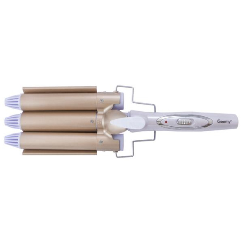 Плойка стайлер потрійна для хвилястого укладання голлівудські локони 3 хвилі 45Вт Gemei GM 1988 Golden