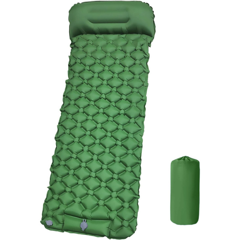 Надувной водонепроницаемый матрас каремат 190х58х5см для кемпинга и туризма EC-7865 Green