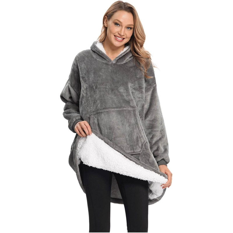 Толстовка - плед з капюшоном Huggle Soft Hoodie теплий халат худі (Сірий)