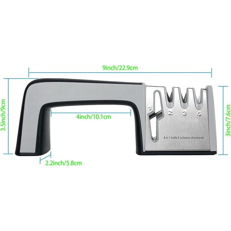 Точилка для ножів та ножиць механічна з 4 режимами заточування та полірування LY-80 Grey Точилка для ножів та ножиць механічна з 4 режимами заточування та полірування LY-80 Grey