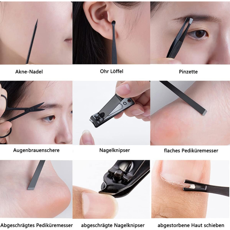 Професійний манікюрний педикюрний набір з нержавіючої сталі у футлярі (10 предметів)