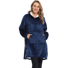 Толстовка з капюшоном - плед Soft Hoodie теплий халат худі One Size (Синій)