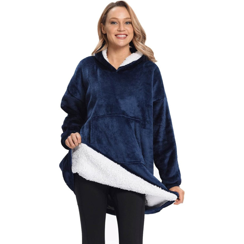 Толстовка з капюшоном - плед Soft Hoodie теплий халат худі One Size (Синій) Толстовка з капюшоном - плед Soft Hoodie теплий халат худі One Size (Синій)