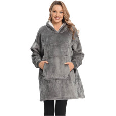 Толстовка - плед з капюшоном Huggle Soft Hoodie теплий халат худі (Сірий)