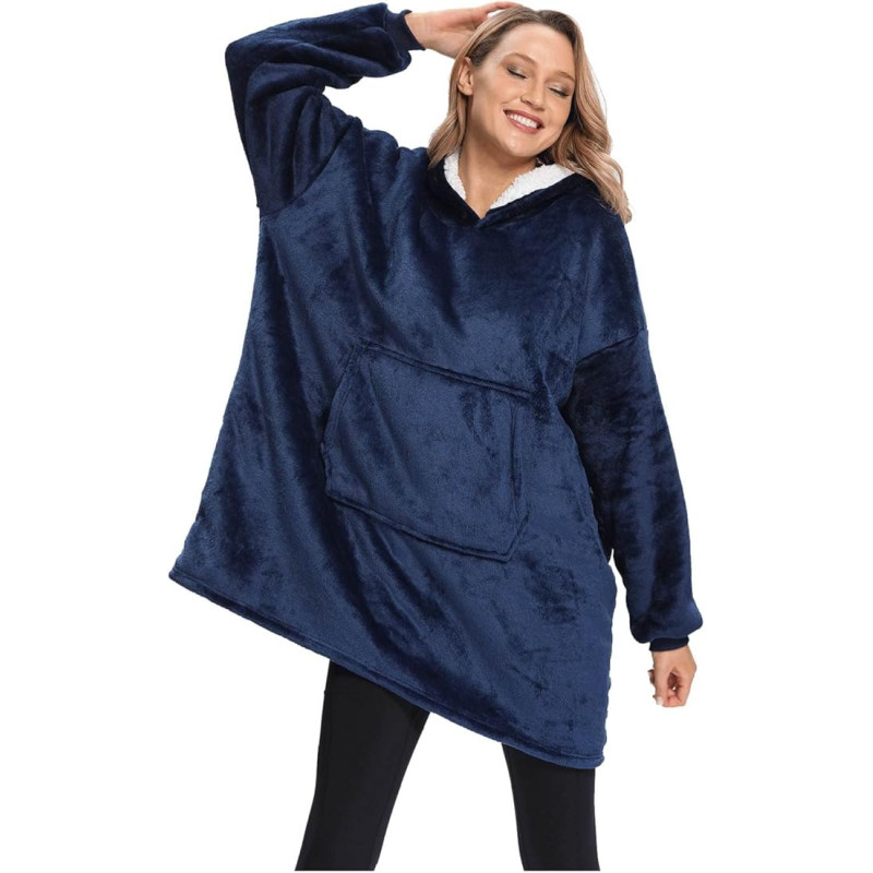 Толстовка з капюшоном - плед Soft Hoodie теплий халат худі One Size (Синій) Толстовка з капюшоном - плед Soft Hoodie теплий халат худі One Size (Синій)