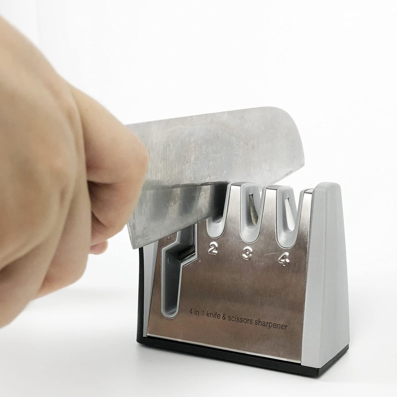 Точилка для ножів та ножиць механічна з 4 режимами заточування та полірування LY-80 Grey Точилка для ножів та ножиць механічна з 4 режимами заточування та полірування LY-80 Grey