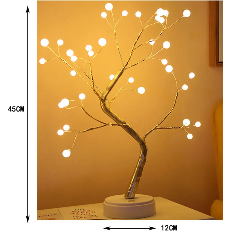 Настольный светодиодный светильник Дерево серебряное-капли LED лампа ночник дерево-бонсай 50 см USB + батарейки AA 3шт SFK-26 Silver