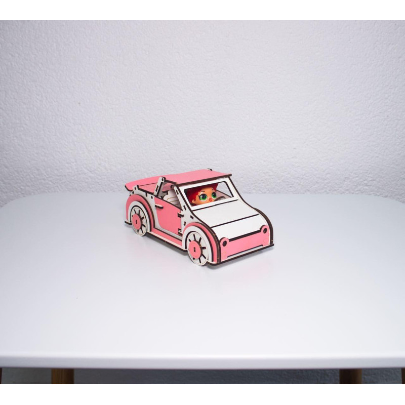 Ляльковий будиночок для ляльок LOL на 4 кімнати ДВП з гаражем і машинкою 42x36x16см Рожевий/Білий