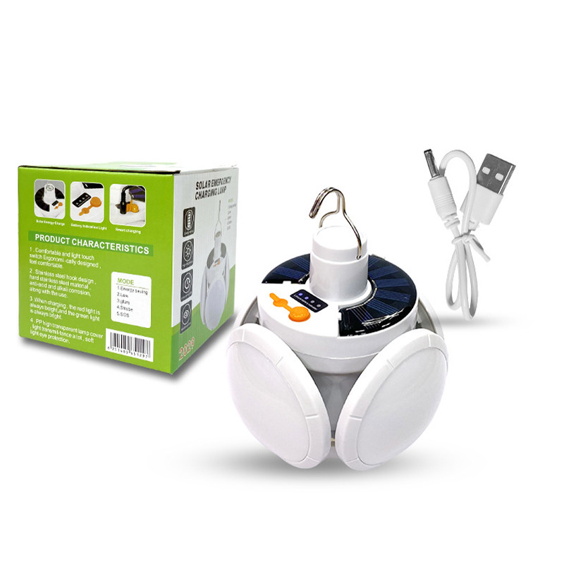 Підвісний кемпінговий ліхтар акумуляторна LED лампа USB на сонячній батареї SENDL 2029 White
