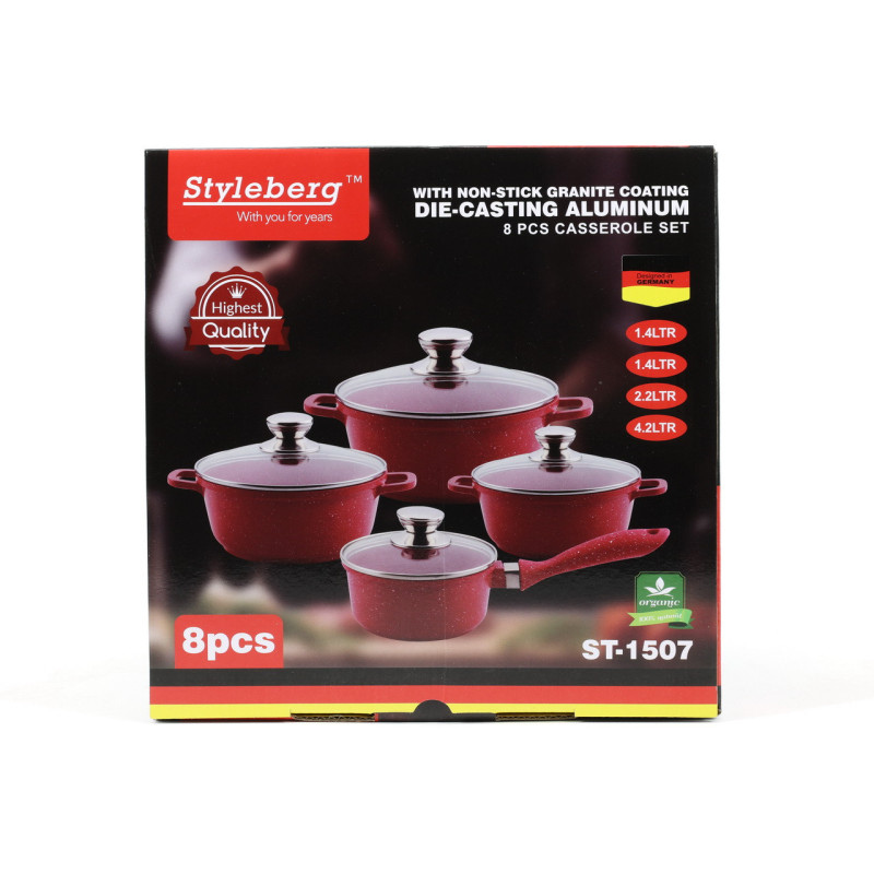 Набір посуду з мармуровим покриттям A-Plus 8 предметів (A-Plus 1507) Brown Набір посуду з мармуровим покриттям A-Plus 8 предметів (A-Plus 1507) Brown