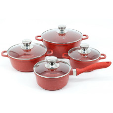 Набір посуду з мармуровим покриттям Styleberg 8 предметів (ST-1507) Red