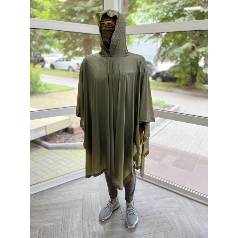 Тактичний дощовик Пончо Raincoat водонепроникний плащ One Size (Хакі) накидка від дощу