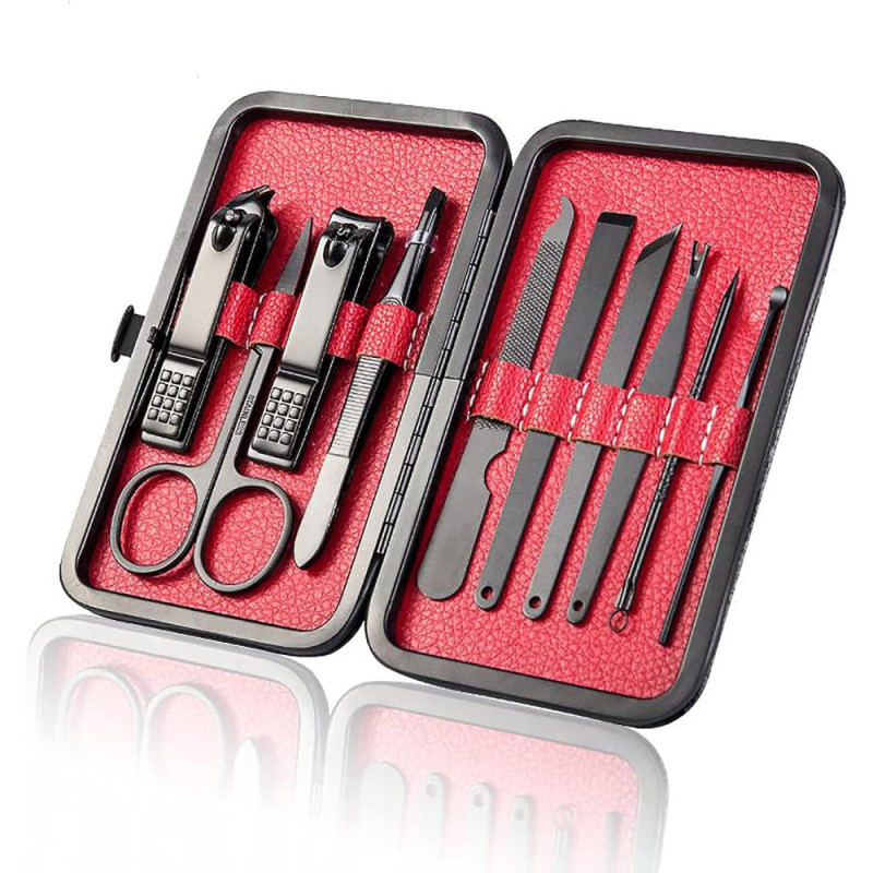 Професійний манікюрний педикюрний набір з нержавіючої сталі у футлярі (10 предметів)