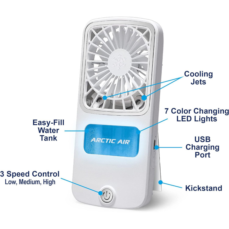 Портативний ручний міні вентилятор - зволожувач 3 швидкості Arctic Air Pocket Chill 89074 White Портативний ручний міні вентилятор - зволожувач 3 швидкості Arctic Air Pocket Chill 89074 White
