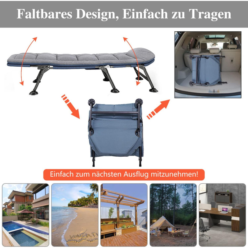 Розкладне ліжко туристичне з металевим каркасом Oxford 1200D MA03-9 Сірий