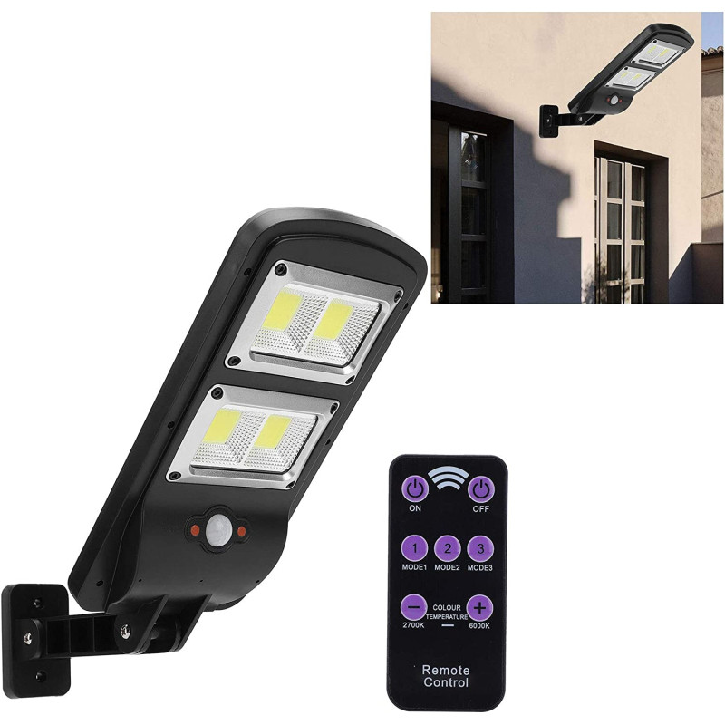 LED прожектор вуличний настінний із сонячною панеллю водозахищений з датчиком руху та пультом LL-68T