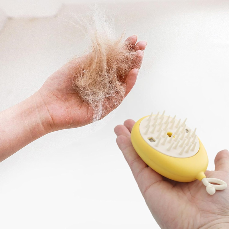 Масажна щітка 4 в 1 для догляду за шерстю тварин ПАРОВА Pet comb Yellow