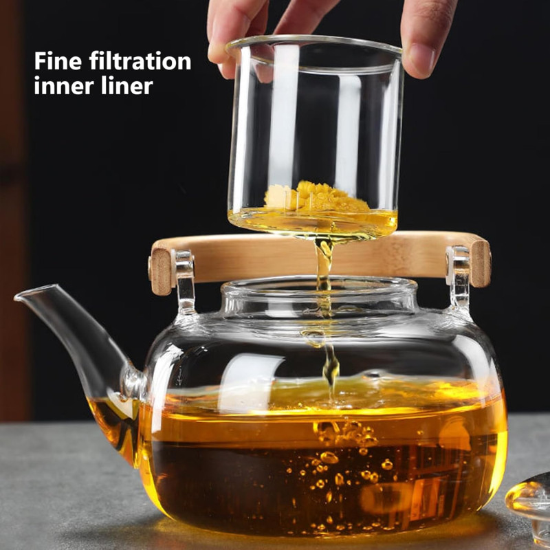 Чайник заварювальний з термоскла з фільтром Easy TEA (ET1211) 850 ml Multicolor