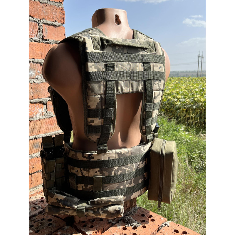 Розвантажувальний пояс з комплектом підсумків тактичний Unloading Belt ремінно-плечова система XXL (Піксель) розгрузка