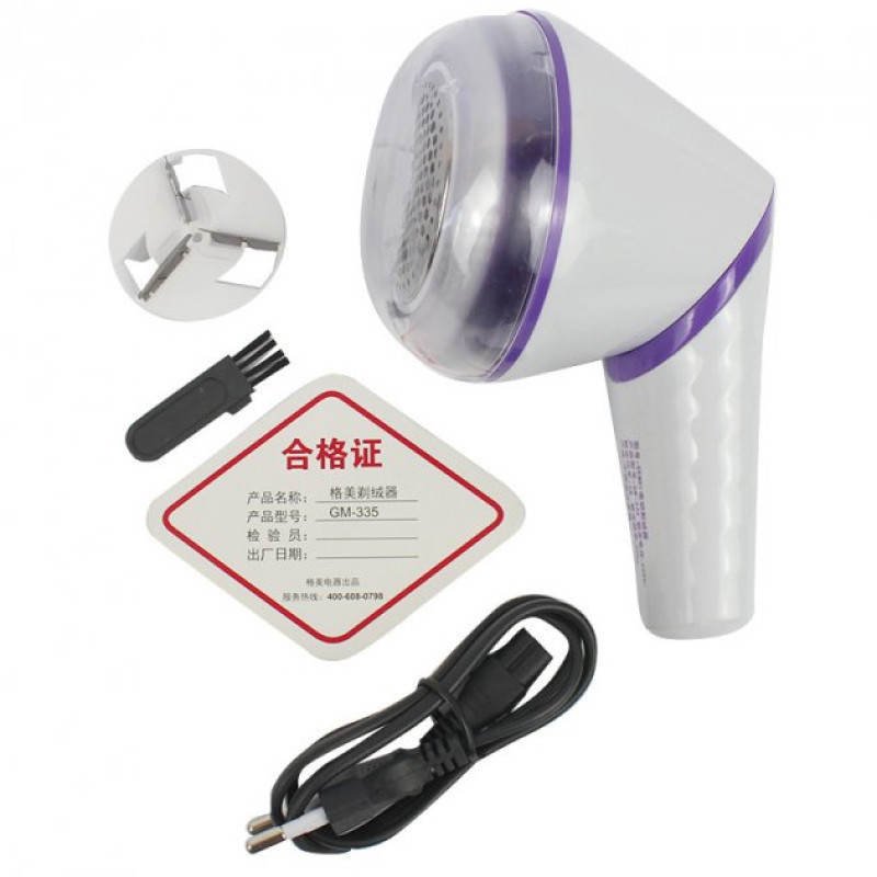 Бездротова машинка для видалення катишків акумуляторна Gemei GM 335 White/Violet