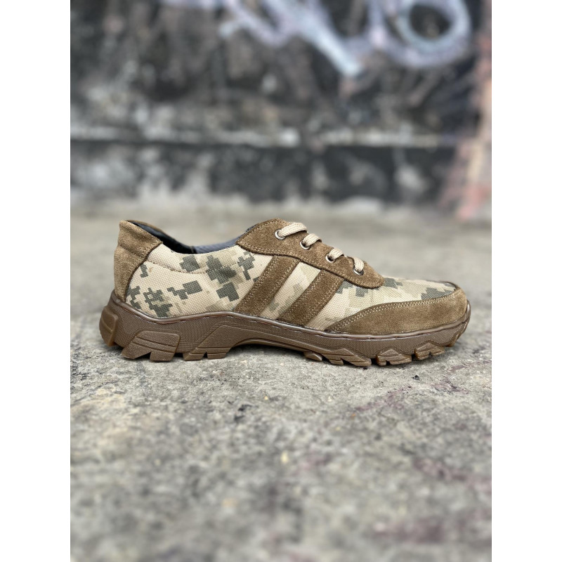 Кросівки тактичні чоловічі Light Tactic 44 розмір 29 см негладка шкіра і Кордура 1000D демісезонні з посиленими устілками Коричневий/Піксель