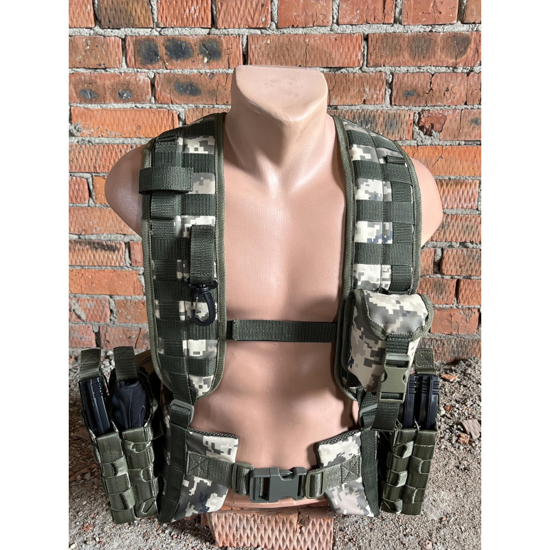 Розвантажувальний пояс з комплектом підсумків тактичний Unloading Belt ремінно-плечова система M (Піксель) розгрузка