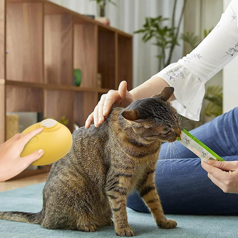 Масажна щітка 4 в 1 для догляду за шерстю тварин ПАРОВА Pet comb Yellow