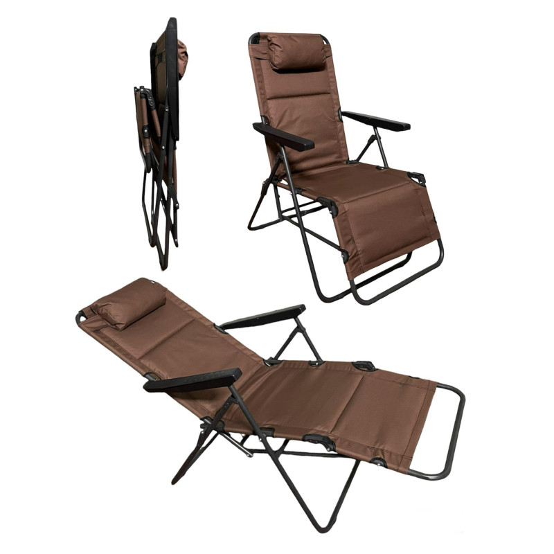 Шезлонг-крісло для кемпінгу та туризму Easy Camping з підлокітниками та регульованою спинкою EC-1489