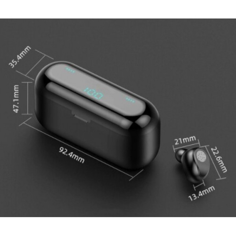 Бездротові навушники bluetooth 5.0, Сенсорні навушники для телефону TWS F9 5.0, чорні
