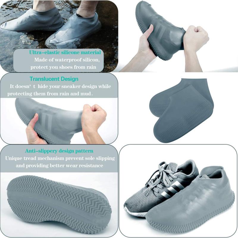 Силіконові чохли бахіли для взуття розмір L 41-45 від дощу та бруду всесезонні розмір Grey