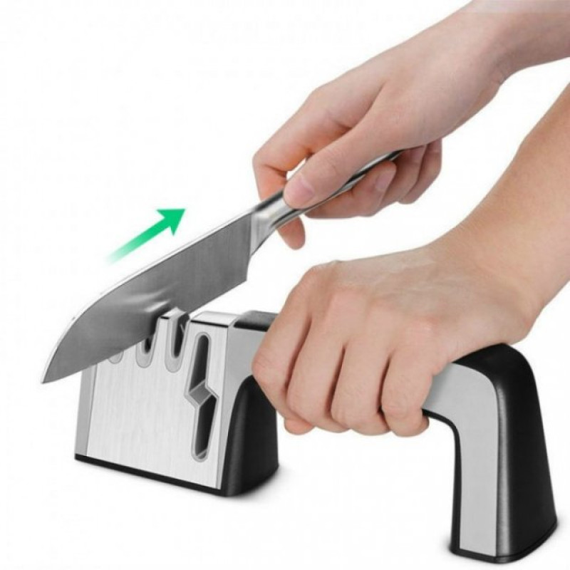 Точилка для ножів та ножиць механічна з 4 режимами заточування та полірування LY-80 Grey Точилка для ножів та ножиць механічна з 4 режимами заточування та полірування LY-80 Grey