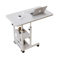 Приставний журнальний столик Modern Table приліжковий наддиванний з регульованою висотою 40х60 см (MT-7892) White