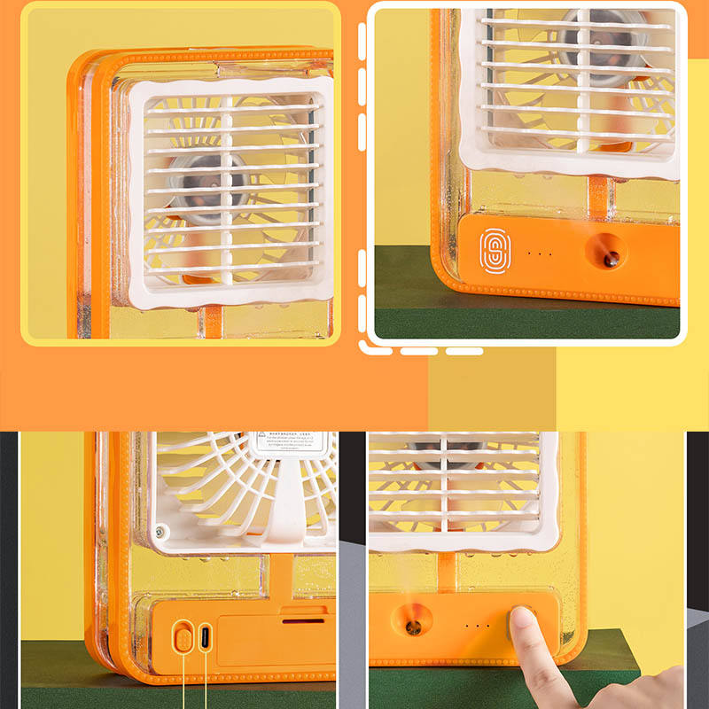 Зволожувач повітря з вентилятором та підсвічуванням USB 4Вт 13.8*5.5*17.8см Orange (NT9877)