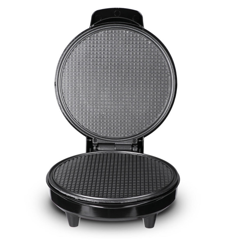 Вафельниця електрична кругла для тонких вафель, ріжків, трубочок з антипригарним покриттям та захистом від перегріву 1500Вт Edenberg EB-64409 Чорний/Сірий