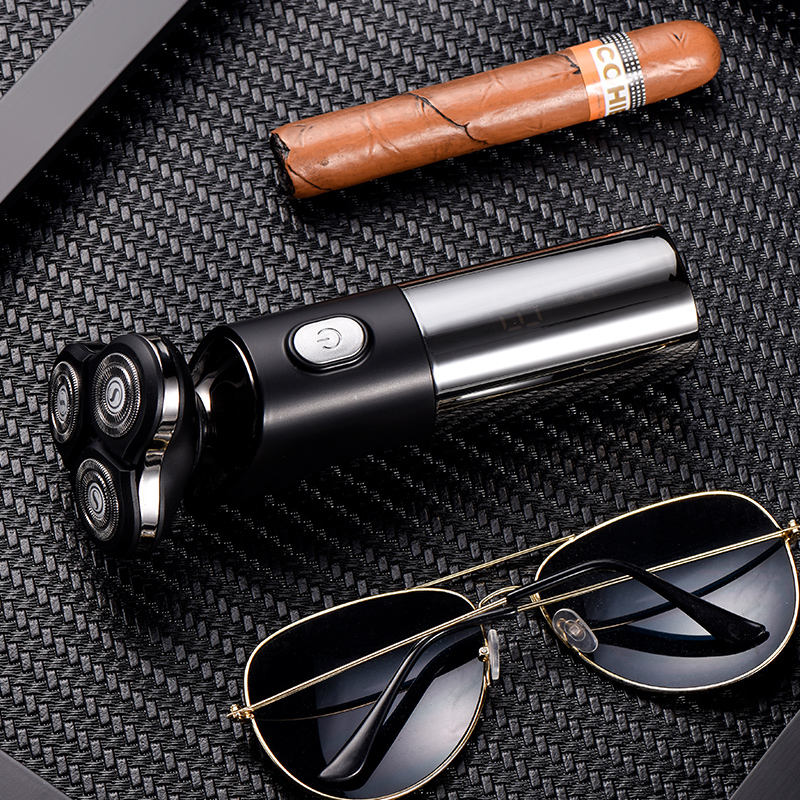 Електробритва роторна з 3 плаваючими головками акумуляторна з цифровим дисплеєм BG-359 Black/Grey