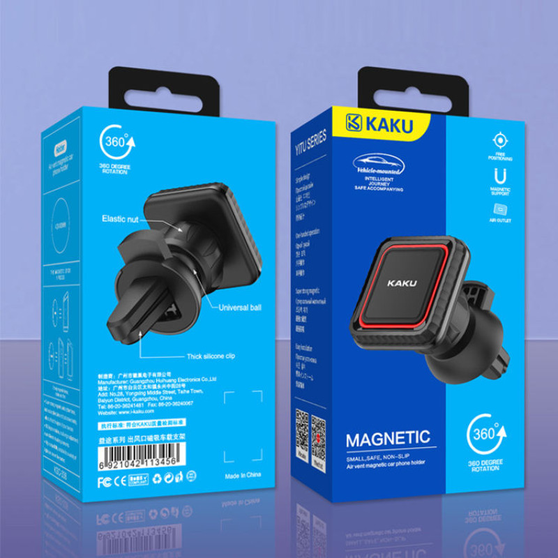 Автомобильный держатель магнитный для телефона на приборную панель с поворотом на 360 градусов пластик Kaku KSC-338B Yitu Series Черно-красный