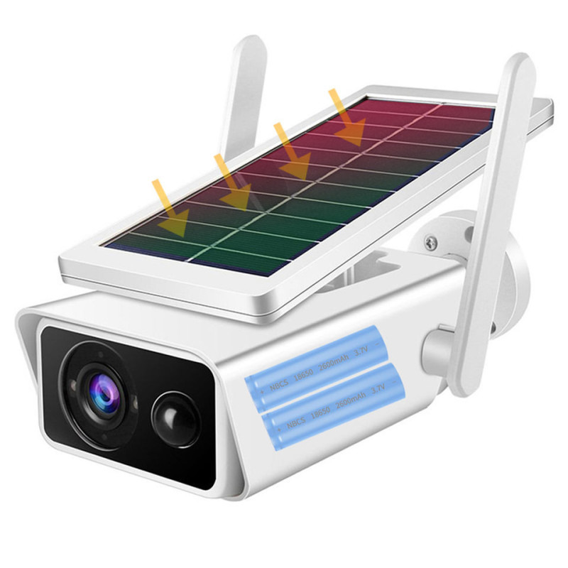 Камера відеоспостереження вулична не поворотна з сонячною панеллю WIFI Solar ABQ-Q1 2MP FHD-Contains two 18650 batteries Білий