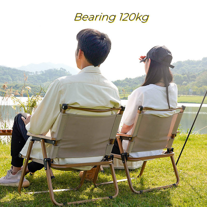 Крісло розкладне для кемпінгу та туризму Folding-Chear з підлокітниками та металевим каркасом 55х54х60см Beige (FC-827387)