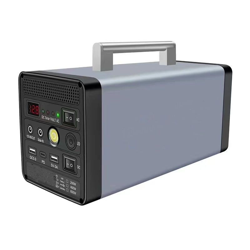 Перетворювач напруги акумуляторний Yachu 12000 мАг 12,8V/12Ah 200 Вт з LCD дисплеєм та USB зарядна станція із сонячною панеллю, модифікована синусоїда, gray